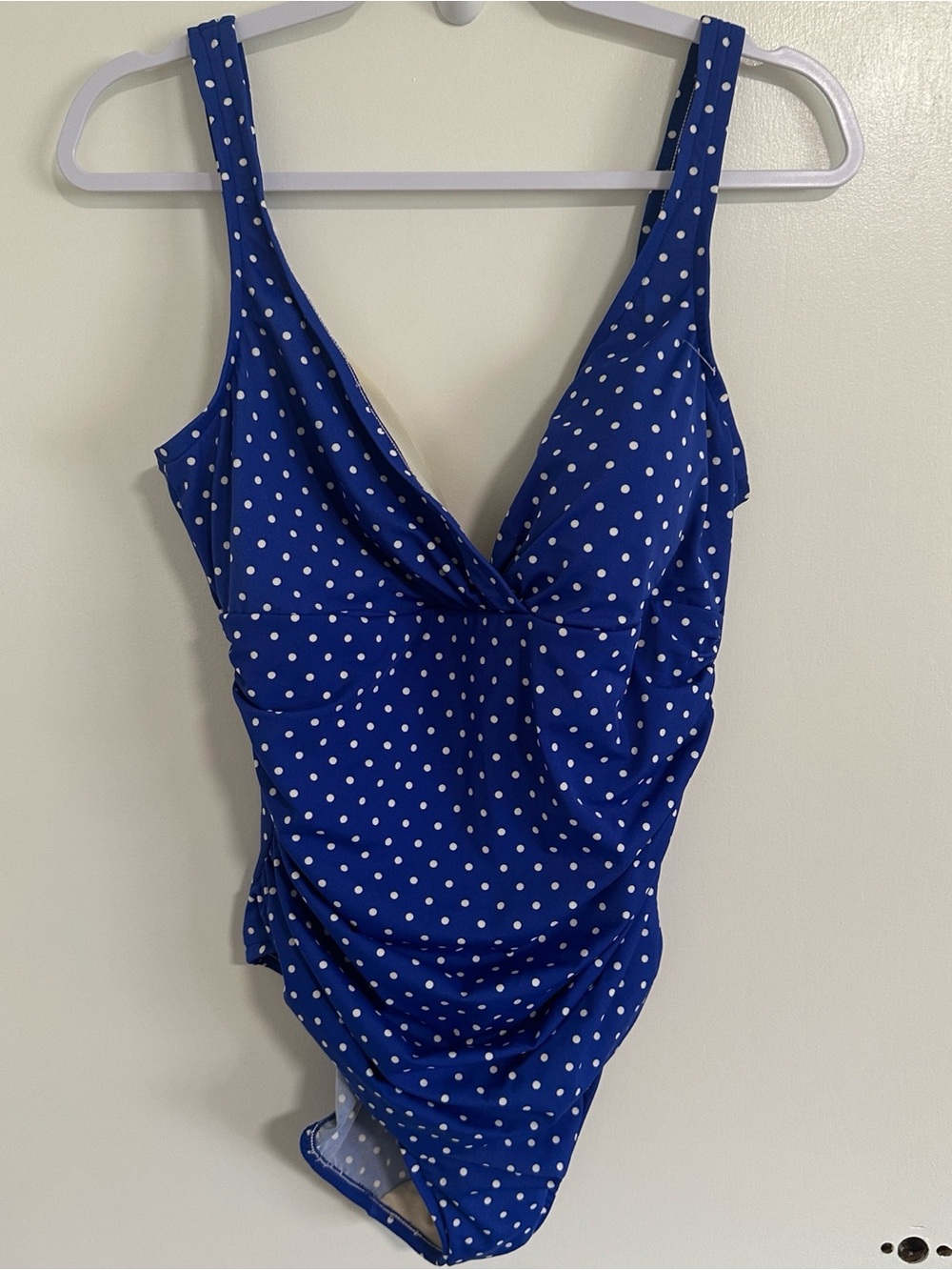 Trimshaper Women’s Blue Polka Dot One-Piece Swim Suit Size 16